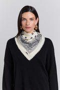Presley Cashmere Bandana Scarf - White & Black - Unisex