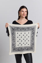Presley Cashmere Bandana Scarf - White & Black - Unisex