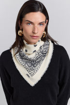 Presley Cashmere Bandana Scarf - White & Black - Unisex