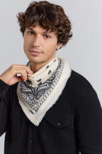 Presley Cashmere Bandana Scarf - White & Black - Unisex