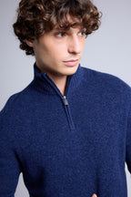 Jersey Presley de punto mouliné con cuello alto con cremallera - Azul marino e índigo - Hombre