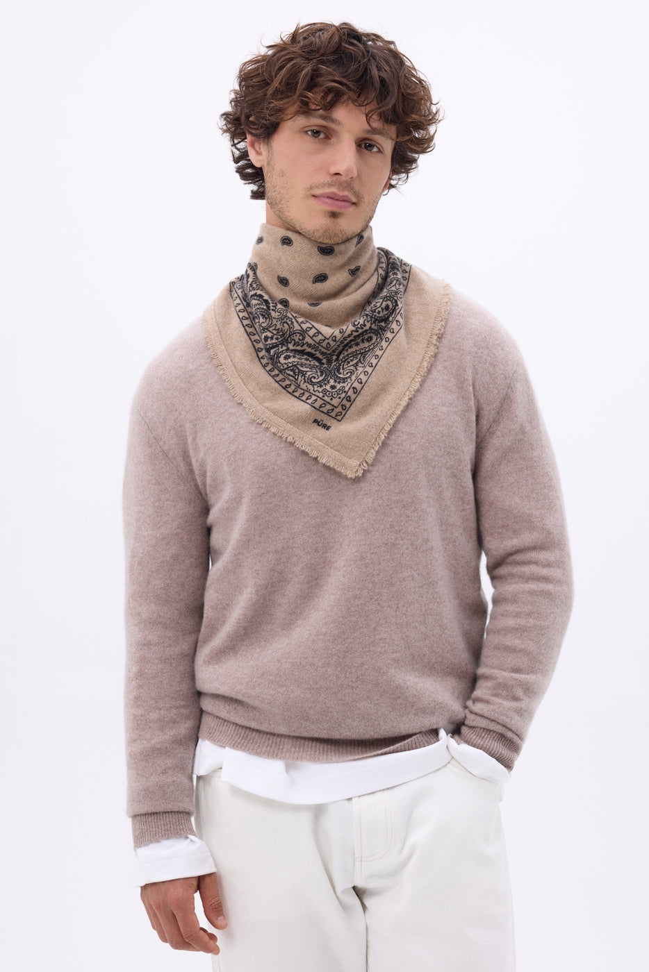 Bandana pequeño Presley - Beige Negro - Hombre