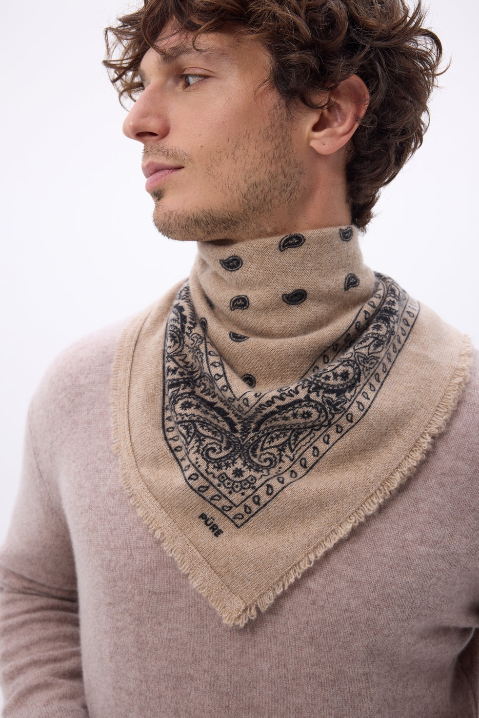 Bandana pequeño Presley - Beige Negro - Hombre