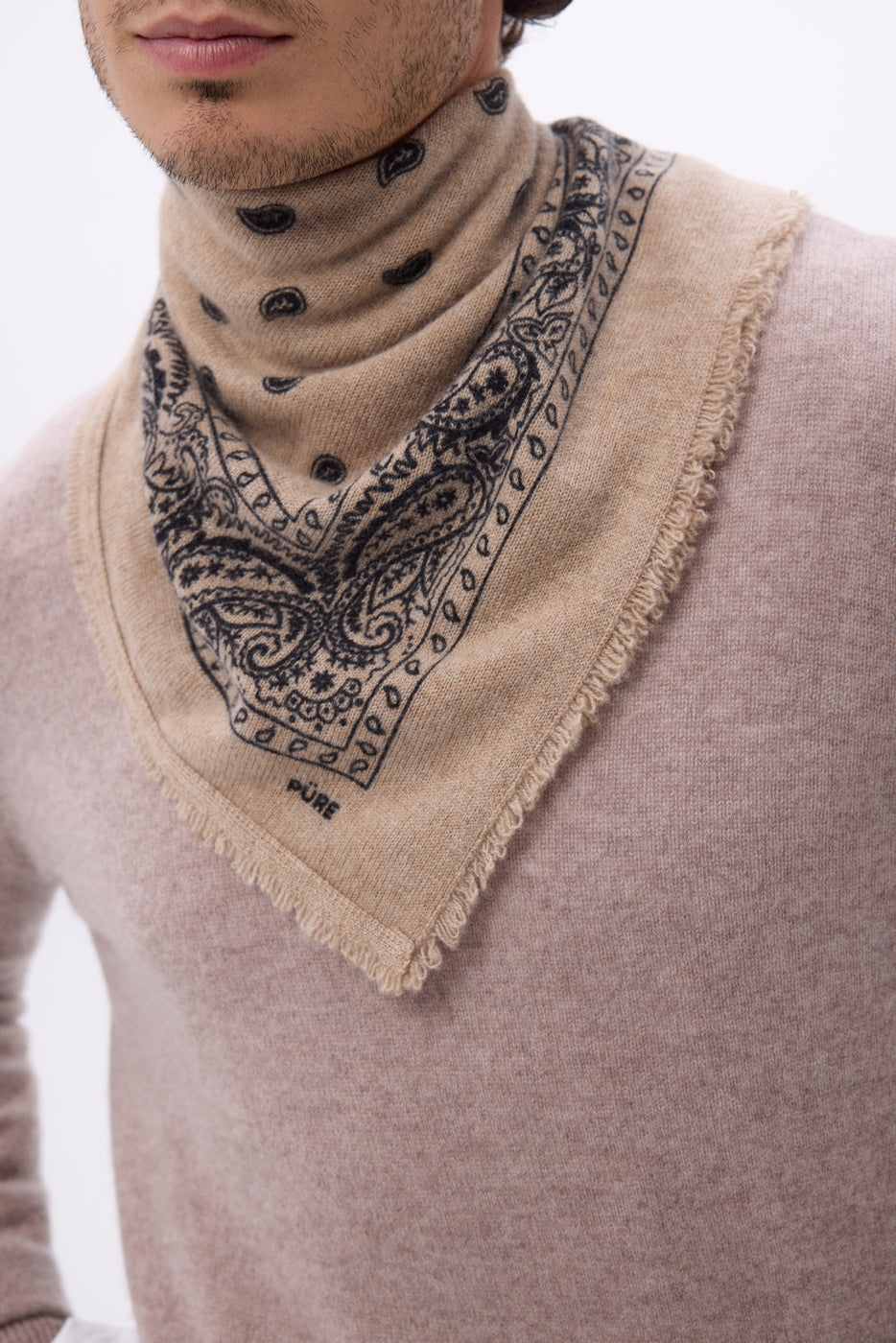 Bandana pequeño Presley - Beige Negro - Hombre