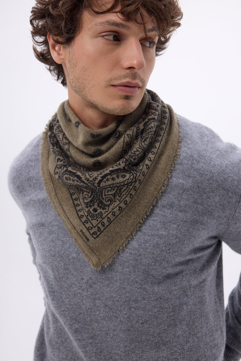 Small Presley Bandana - Chine Khaki Black Print - Men