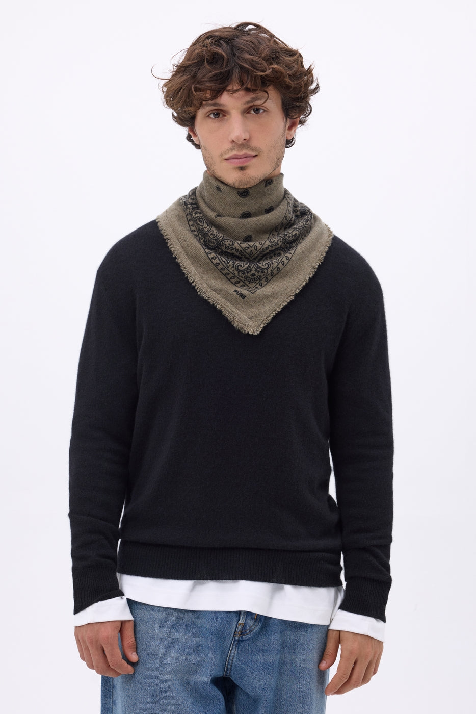 Small Presley Bandana - Chine Khaki Black Print - Men