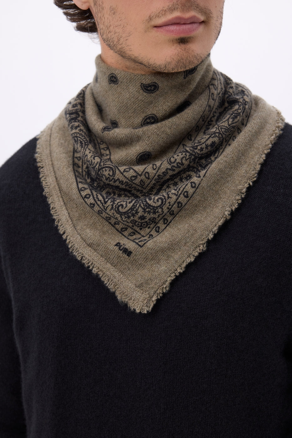 Small Presley Bandana - Chine Khaki Black Print - Men