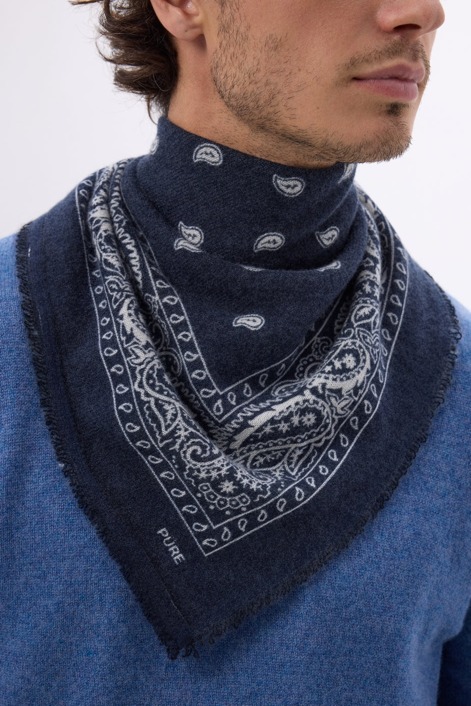 Small Presley Bandana - Navy White - Men