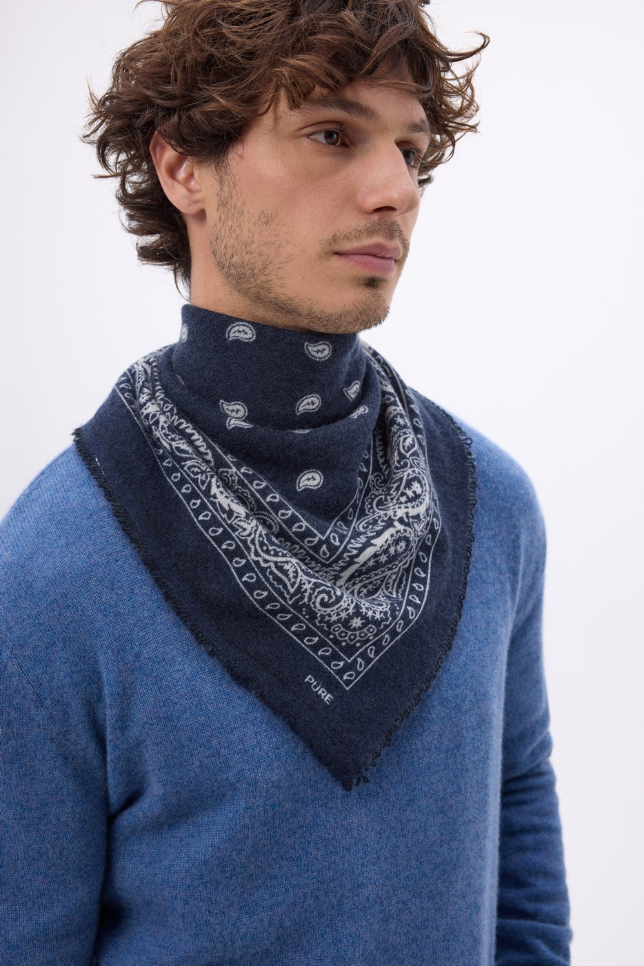 Small Presley Bandana - Navy White - Men