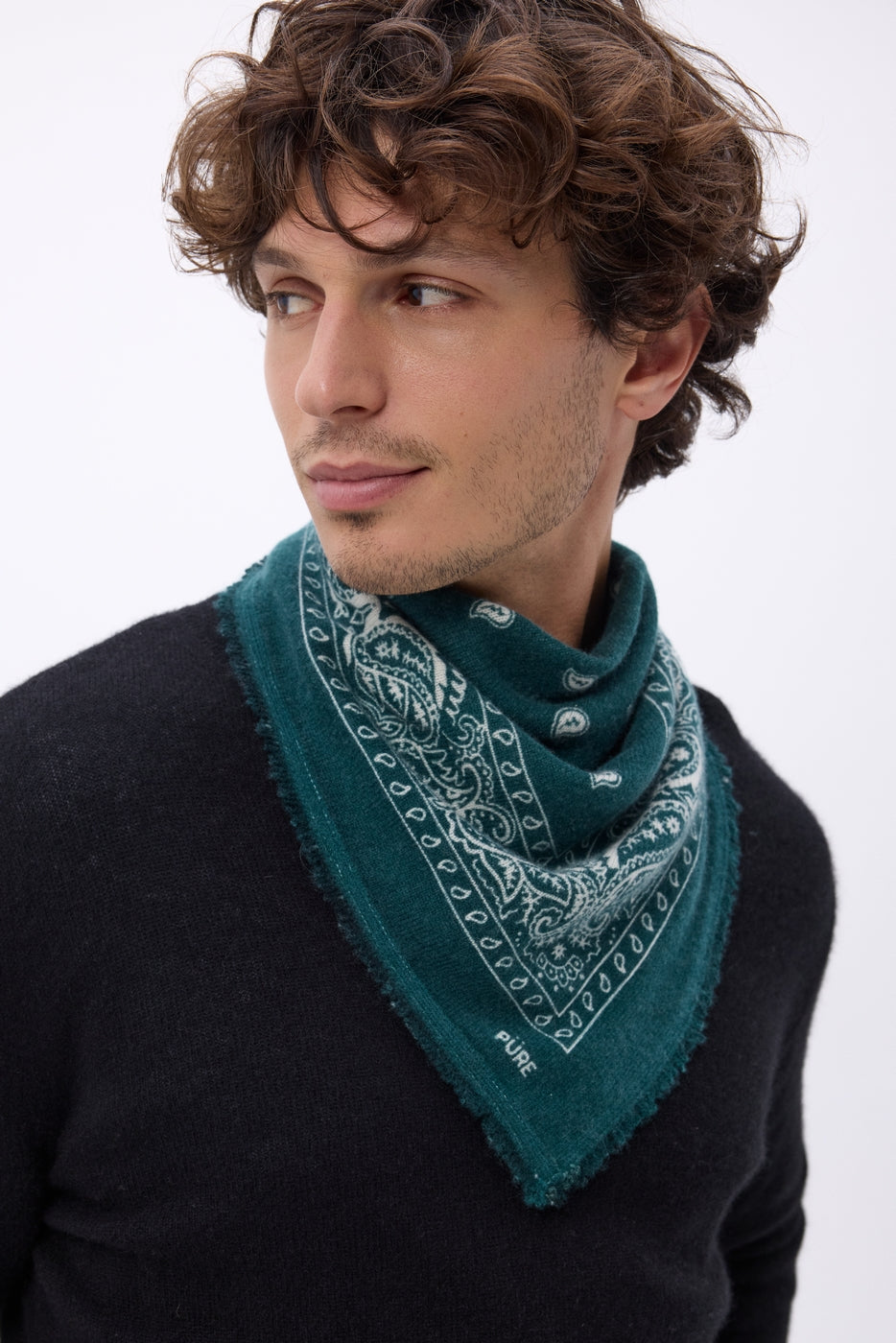 Bandana pequeño Presley - Verde botella blanco - Hombre