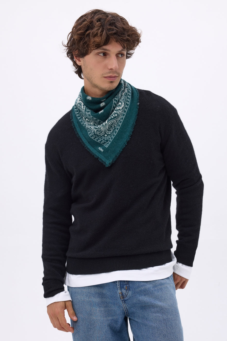 Bandana pequeño Presley - Verde botella blanco - Hombre
