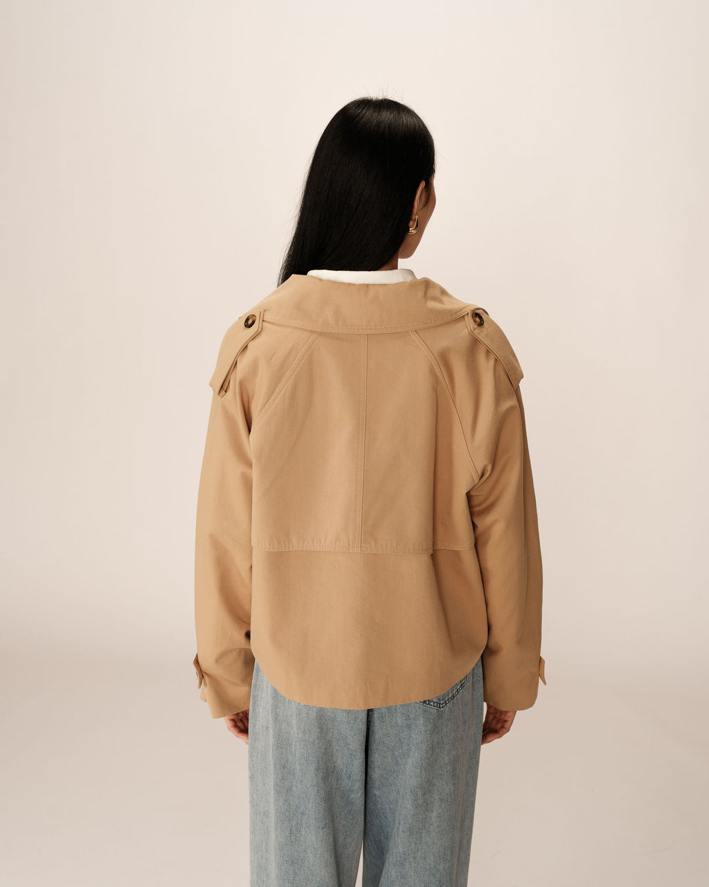 Spring Camel Short Trench Coat