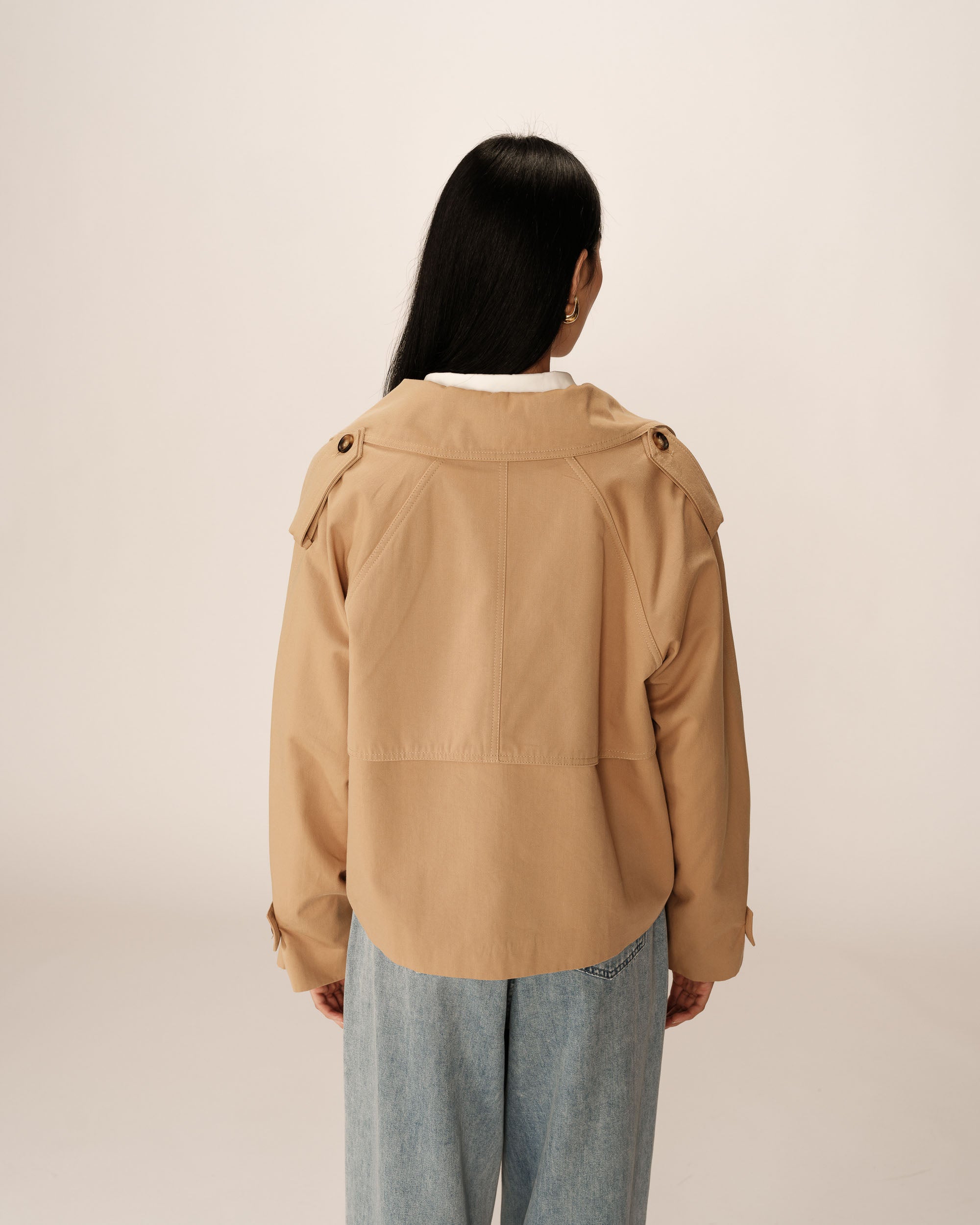 Spring Camel Short Trench Coat