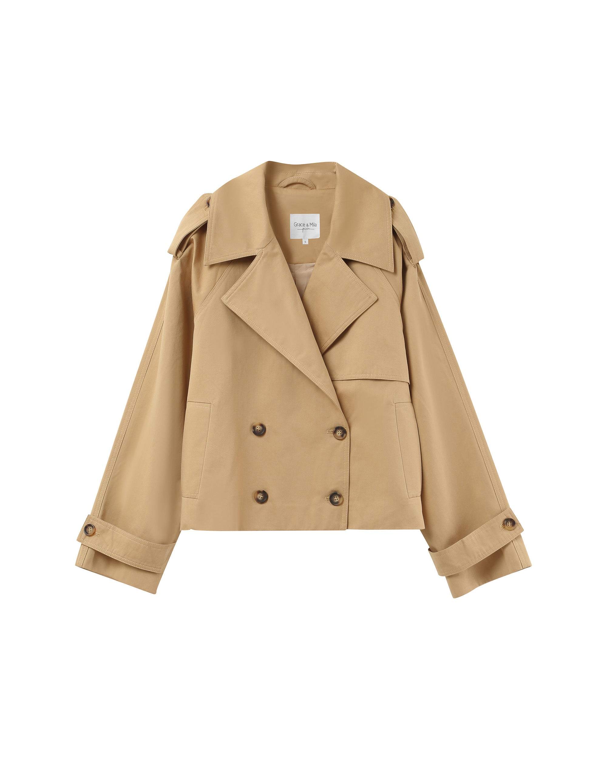 Spring Camel Short Trench Coat