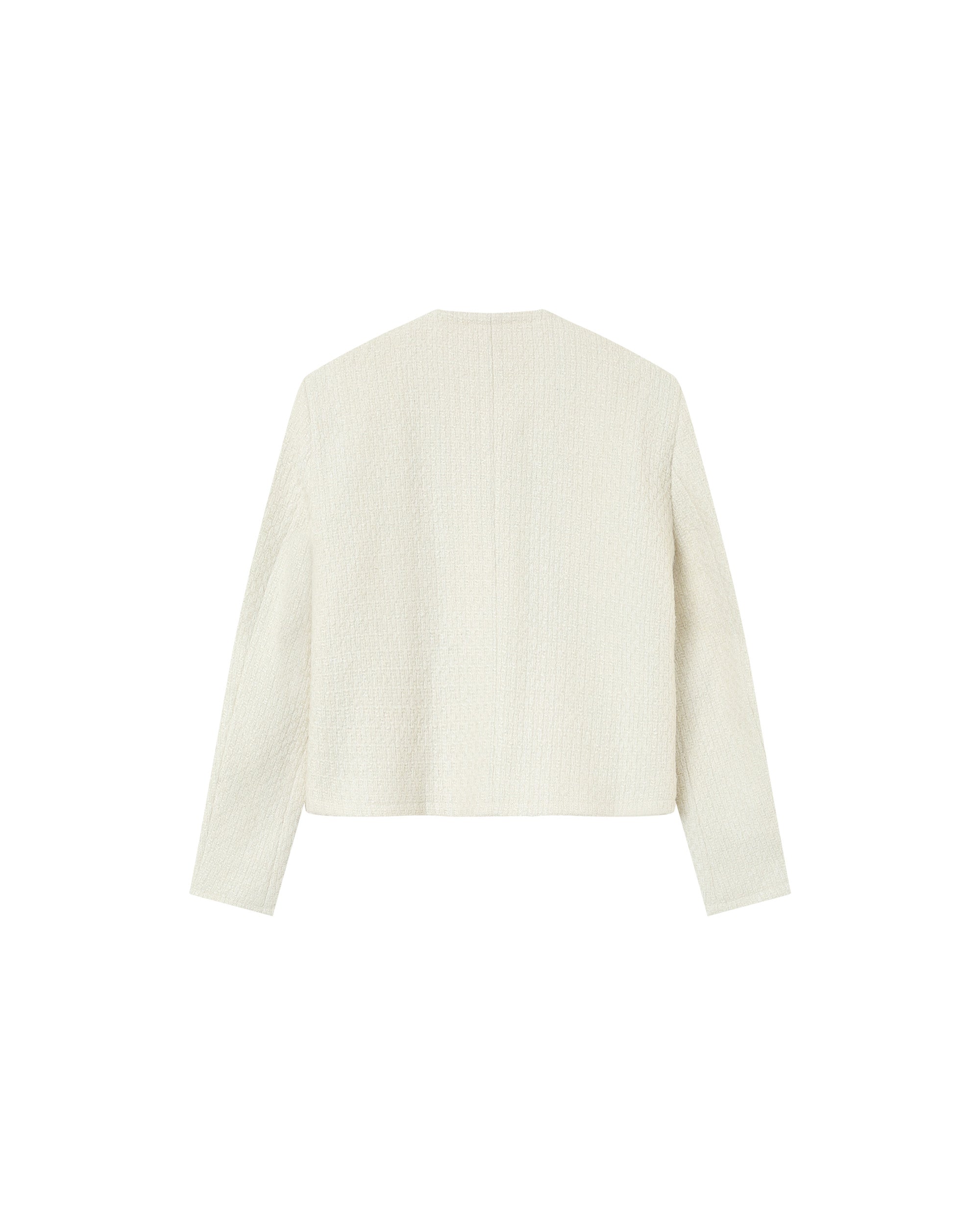 Veste Courte Sans Col Ecru Prune