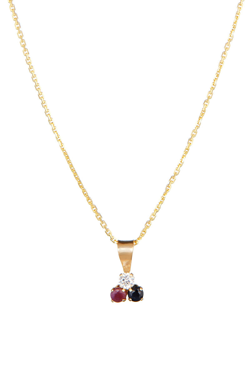 Colgante "Joli Trio" Zafiro y Rubí: 0.01ct/2 - Oro amarillo