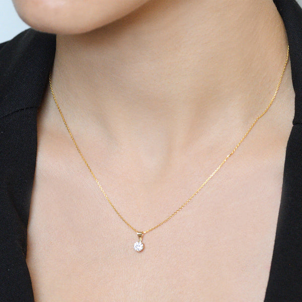 "Puce" Pendant - 375/1000 Yellow Gold And Zirconium