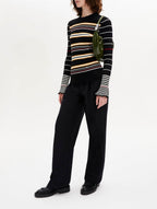 LS Jumper - Black And Ecru Stripe - Women