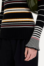 LS Jumper - Black And Ecru Stripe - Women
