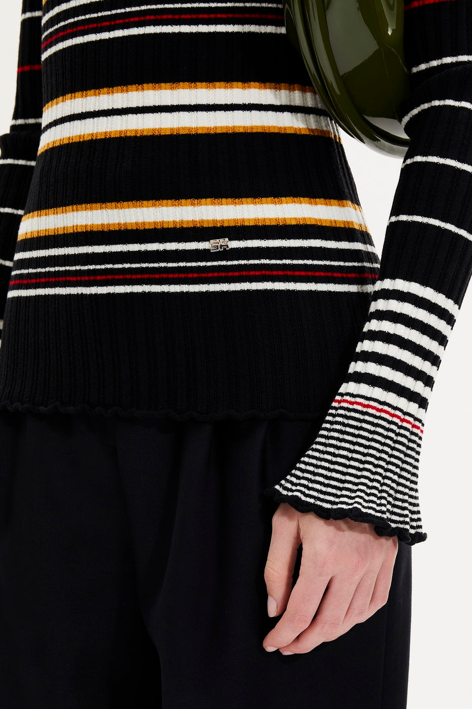 LS Jumper - Black And Ecru Stripe - Women