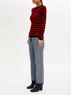 Pull ML - Raye Noir Et Rouge - Femme