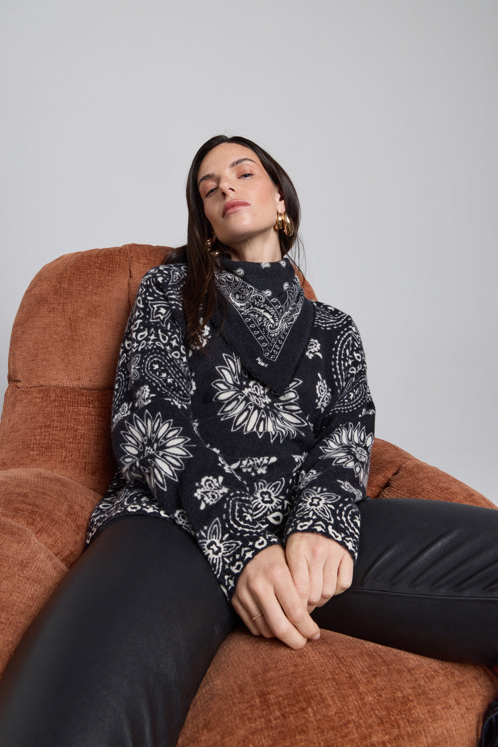 Jersey bandana Presley - Negro blanco - Mujer