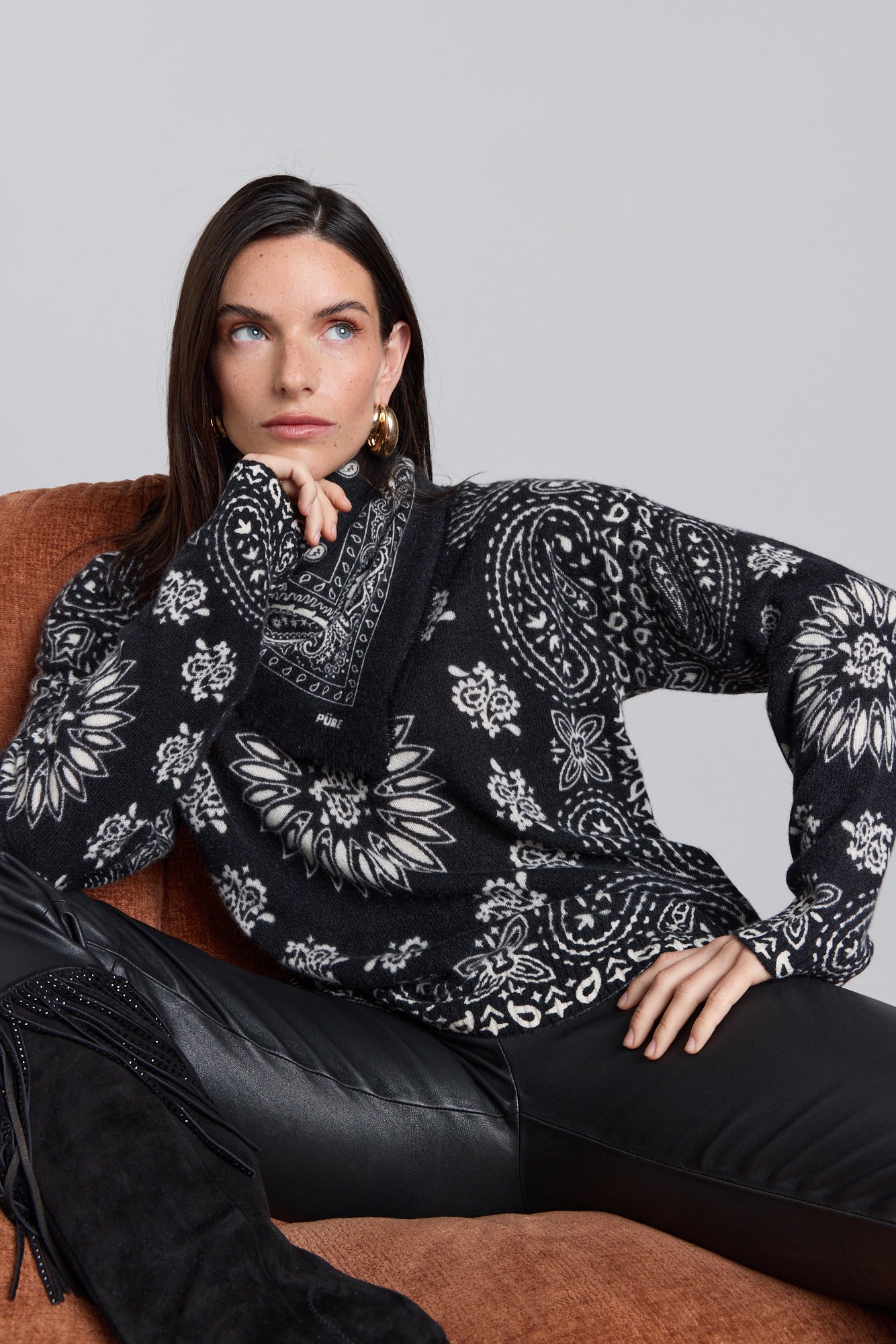 Jersey bandana Presley - Negro blanco - Mujer