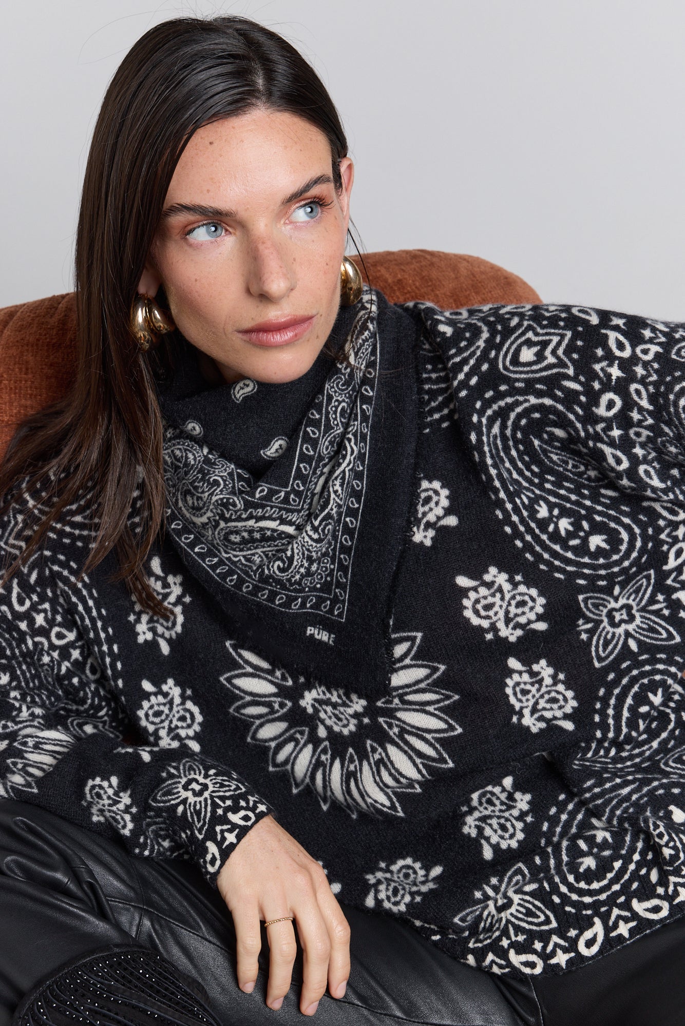 Jersey bandana Presley - Negro blanco - Mujer