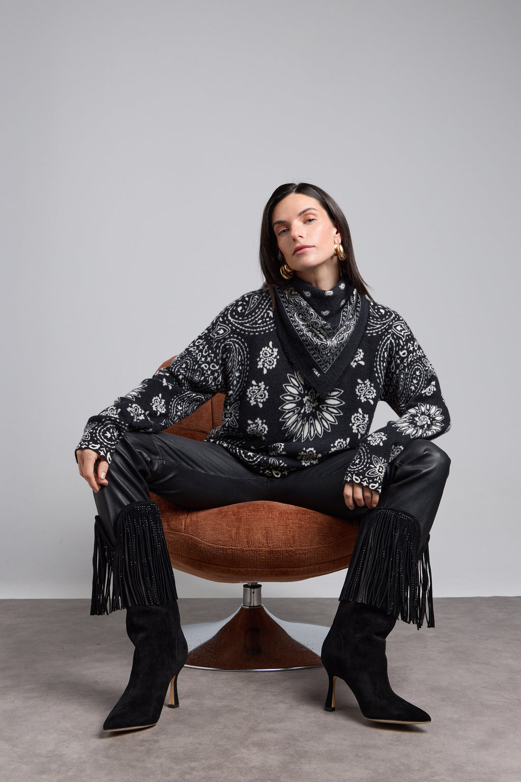 Jersey bandana Presley - Negro blanco - Mujer