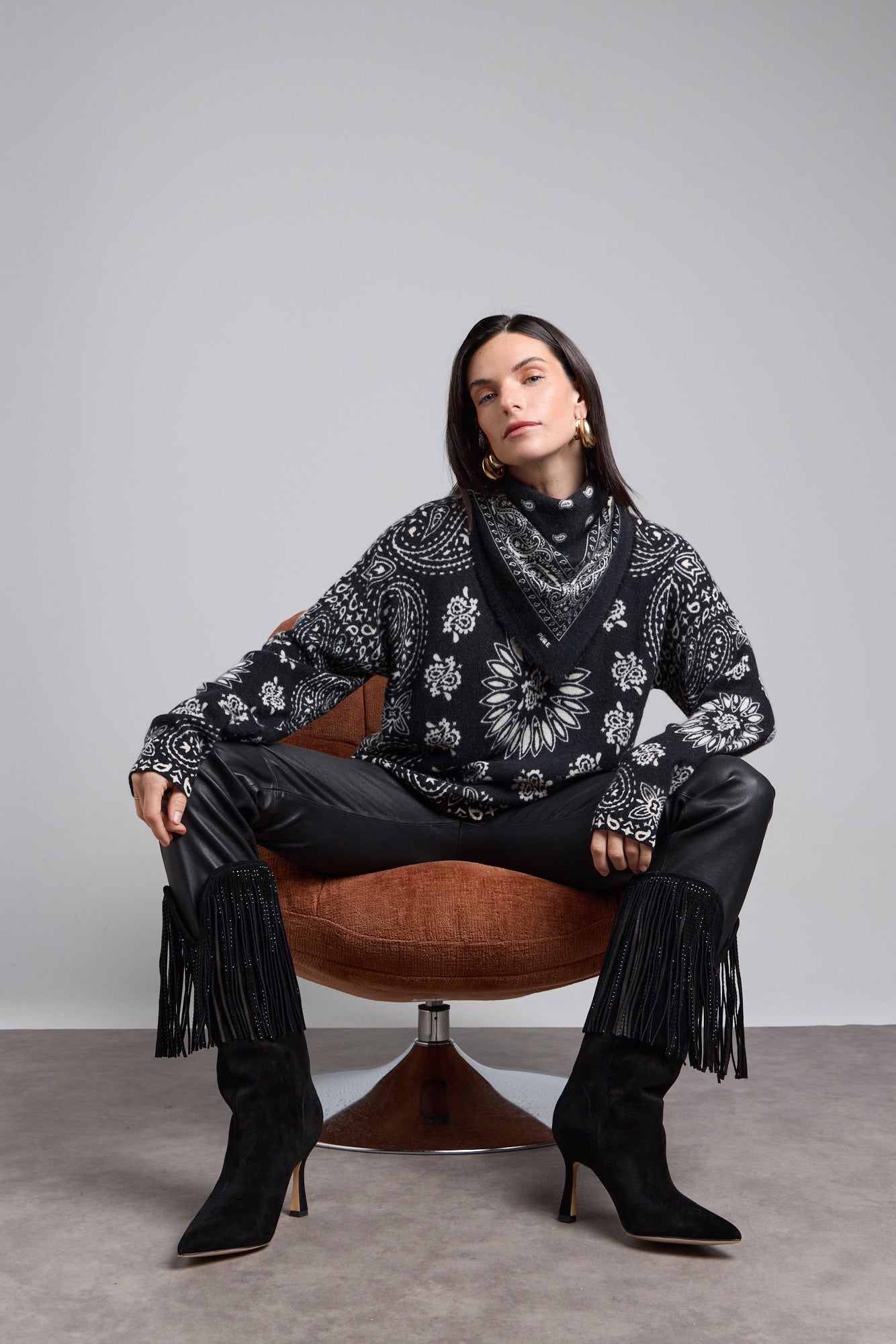Jersey bandana Presley - Negro blanco - Mujer