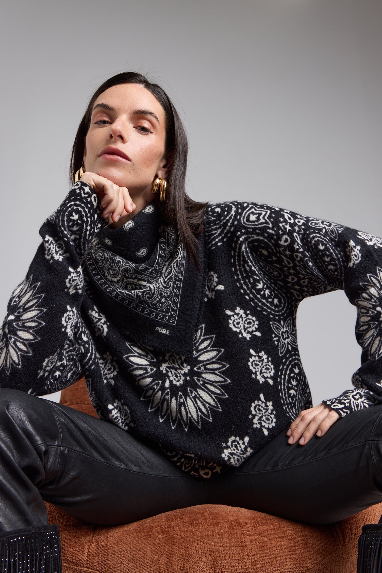 Jersey bandana Presley - Negro blanco - Mujer