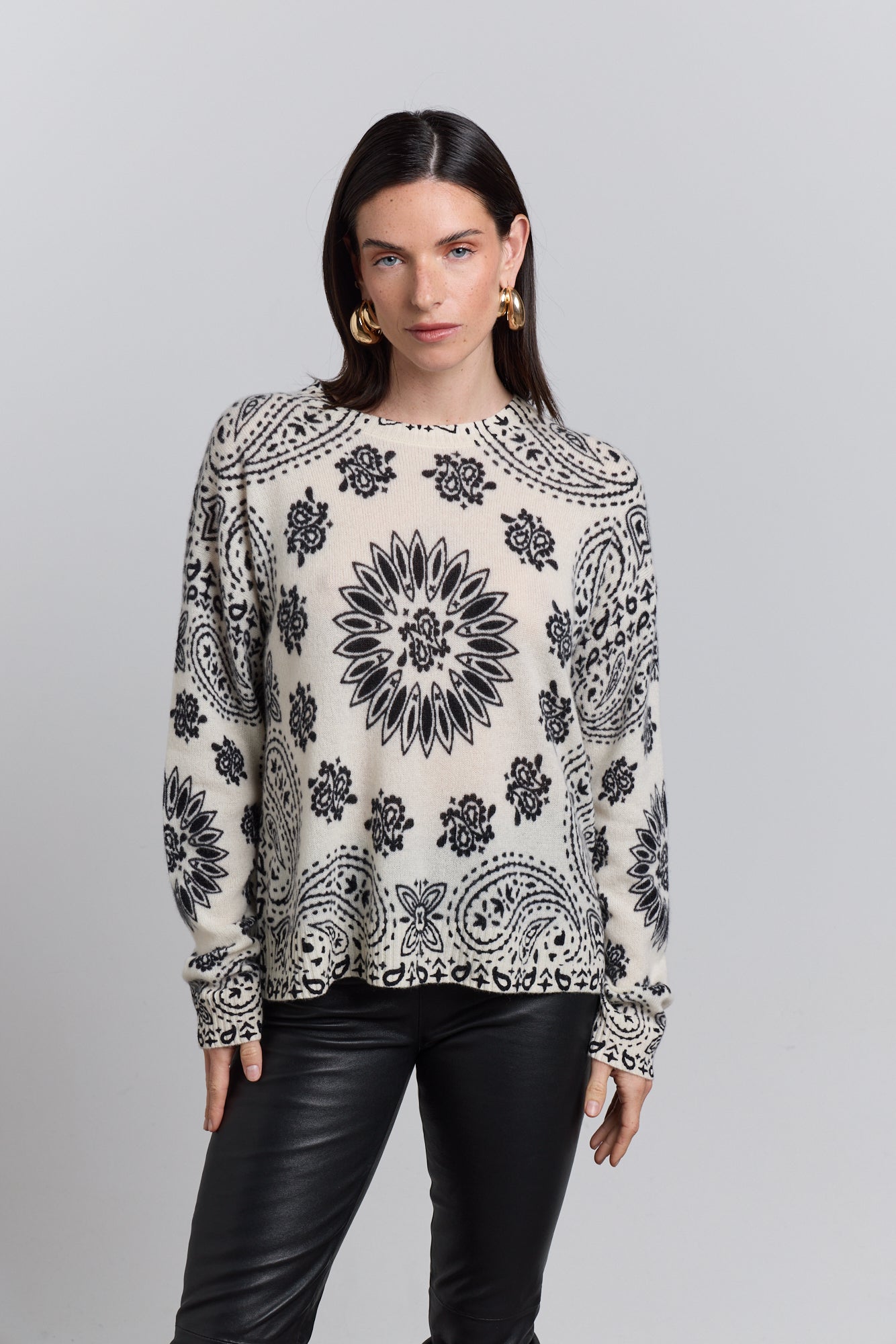 Pullover Bandana Presley - Blanc Noir - Femme
