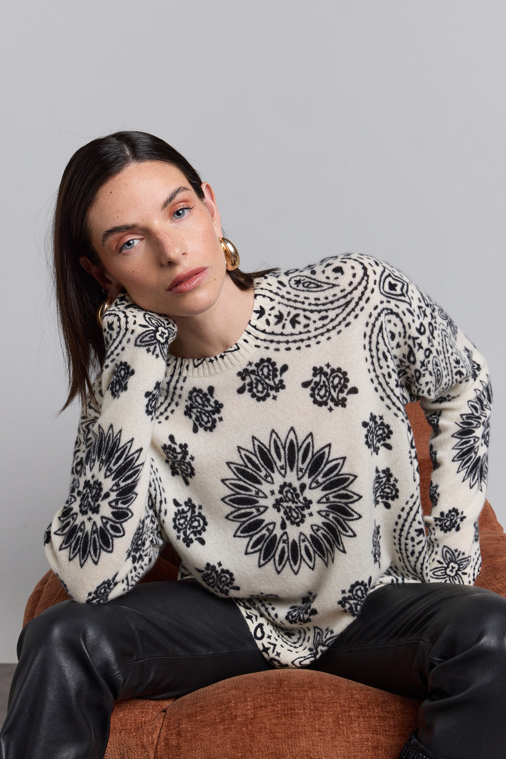 Pullover Bandana Presley - Blanc Noir - Femme