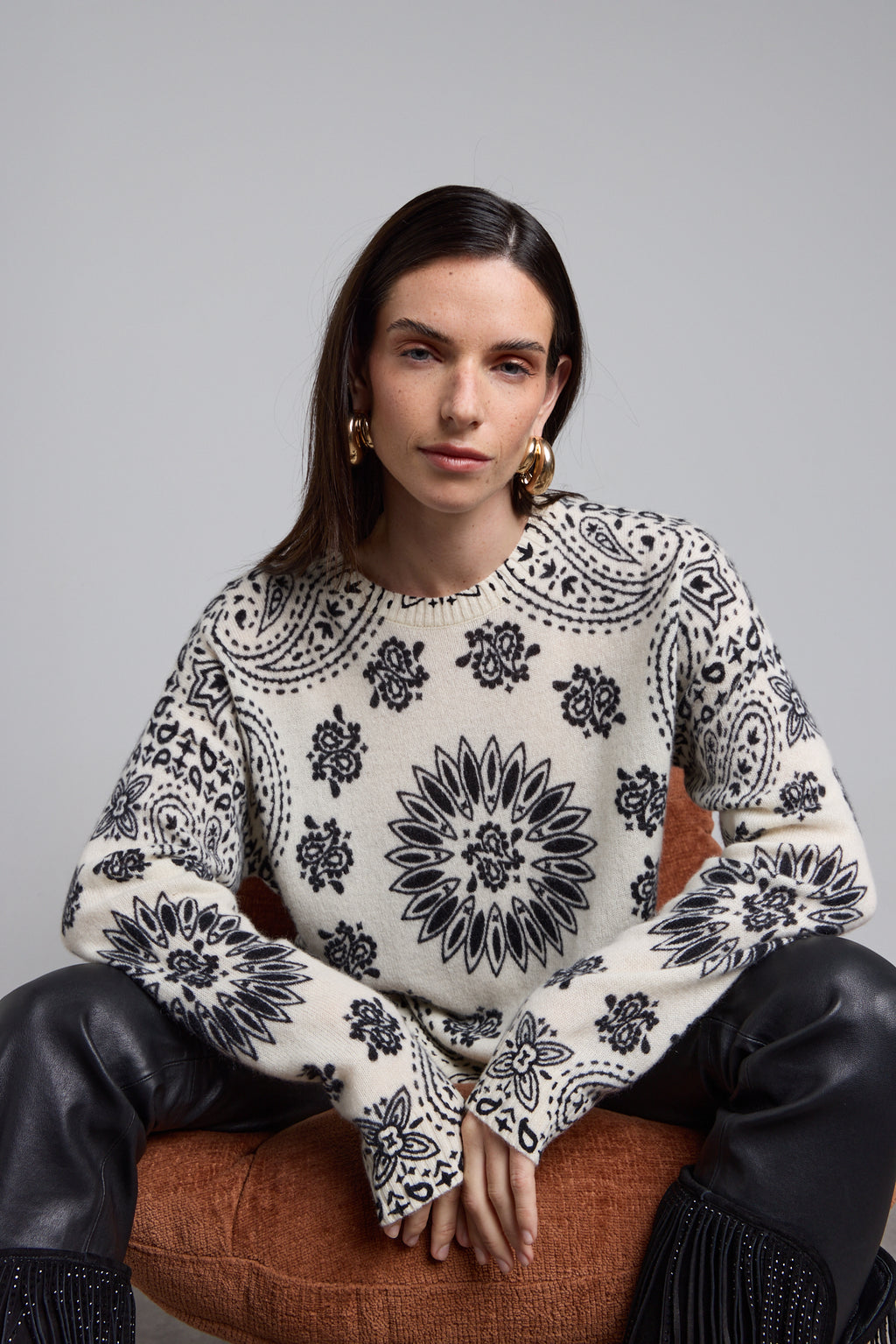 Pullover Bandana Presley - Blanc Noir - Femme