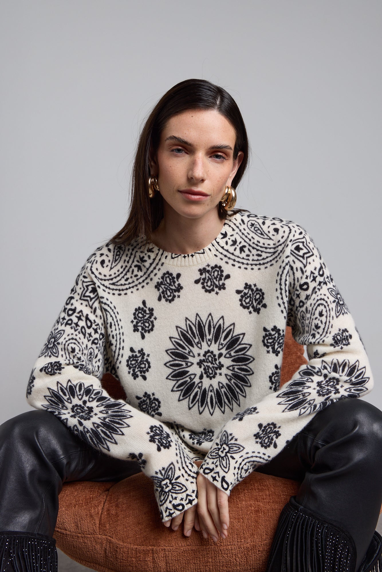 Pullover Bandana Presley - Blanc Noir - Femme