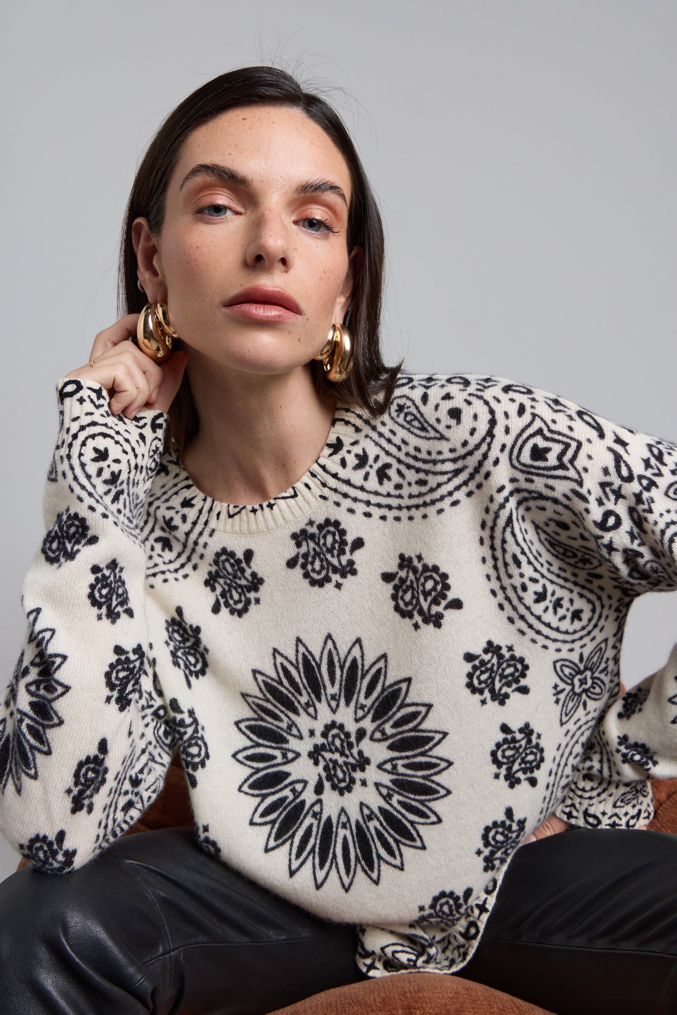 Pullover Bandana Presley - Blanc Noir - Femme