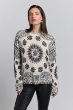 Pullover Bandana Presley - Blanc Noir - Femme