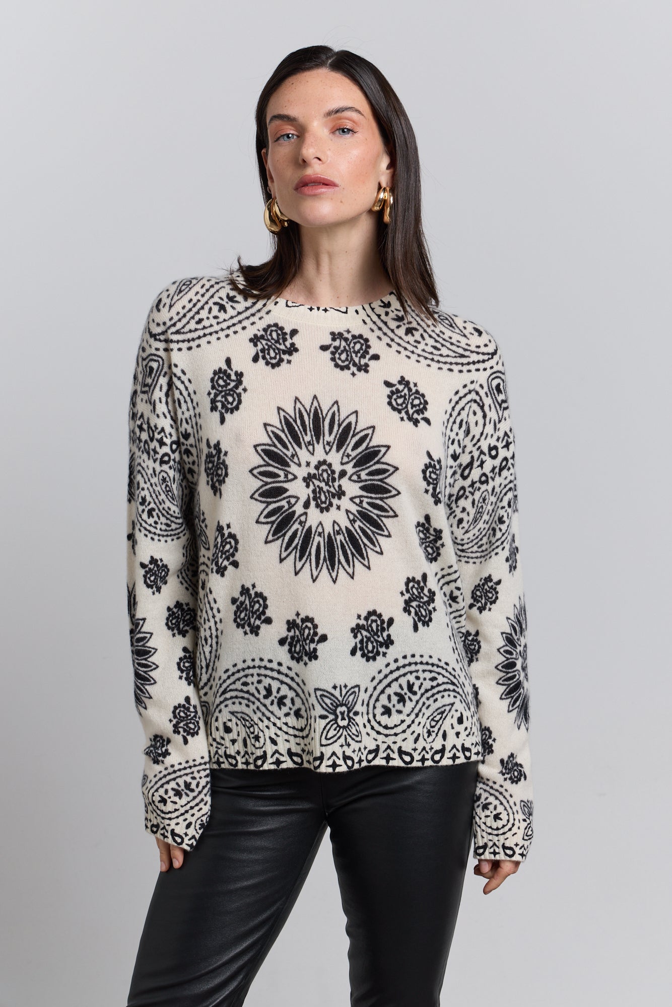 Pullover Bandana Presley - Blanc Noir - Femme