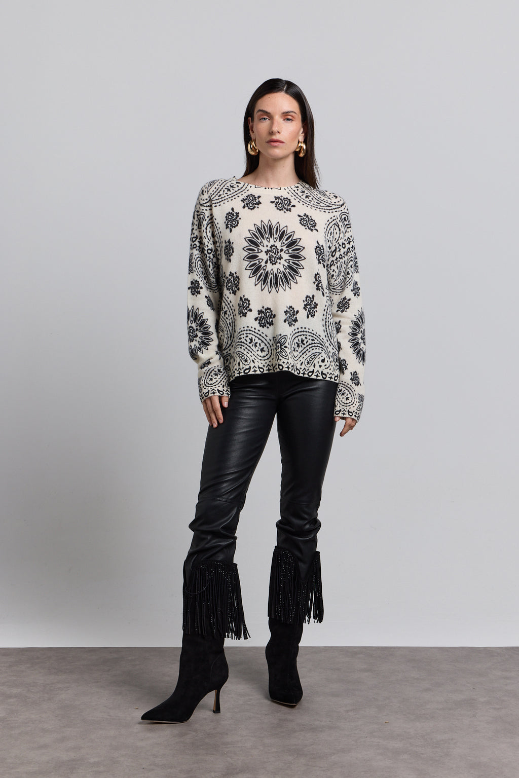 Pullover Bandana Presley - Blanc Noir - Femme