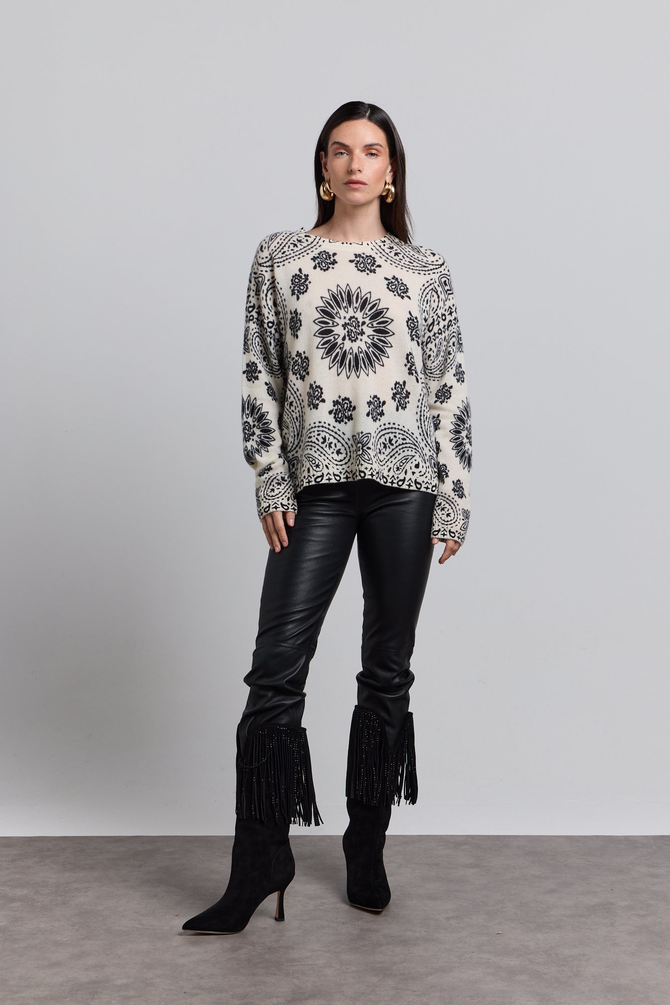 Pullover Bandana Presley - Blanc Noir - Femme