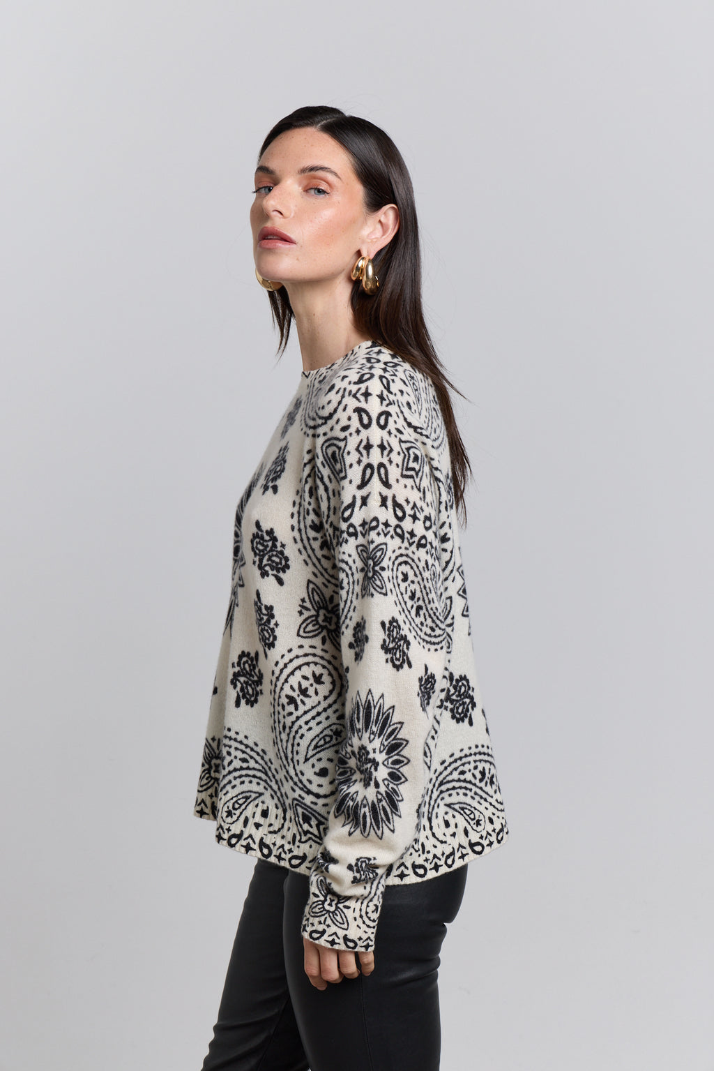 Pullover Bandana Presley - Blanc Noir - Femme