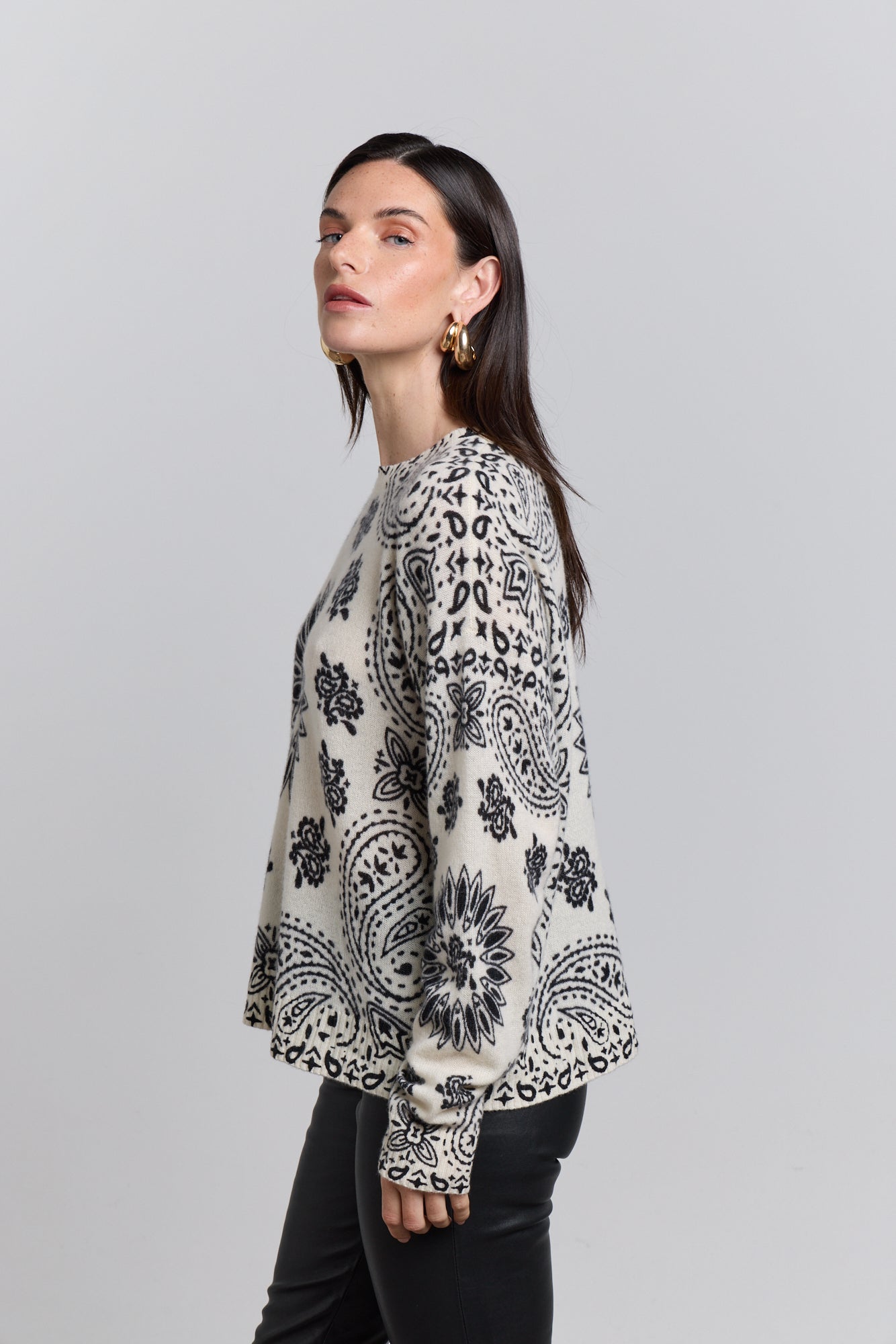 Pullover Bandana Presley - Blanc Noir - Femme