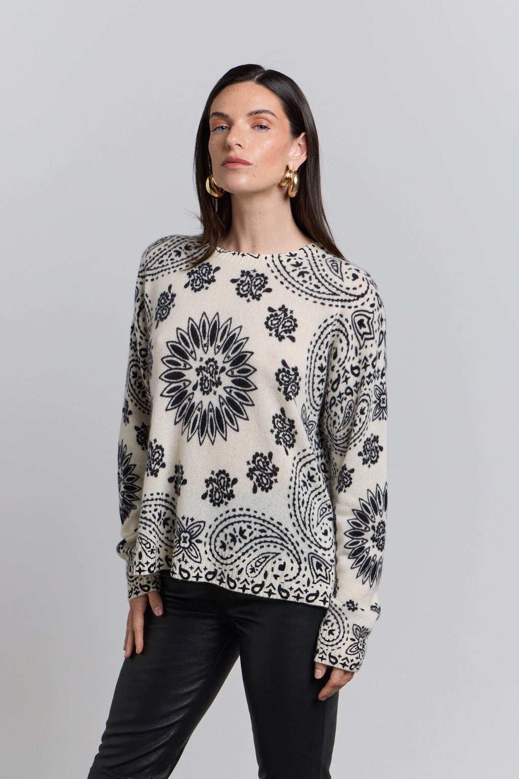 Pullover Bandana Presley - Blanc Noir - Femme