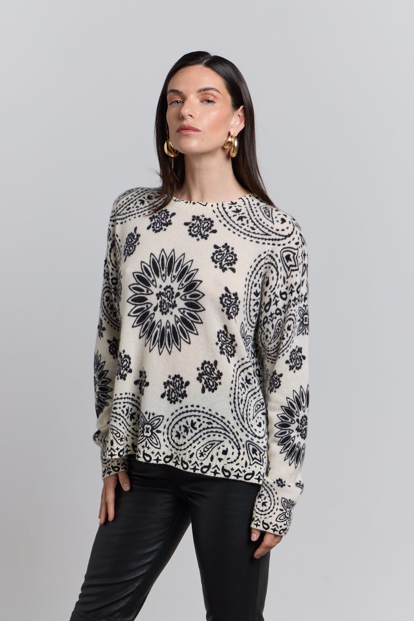 Pullover Bandana Presley - Blanc Noir - Femme