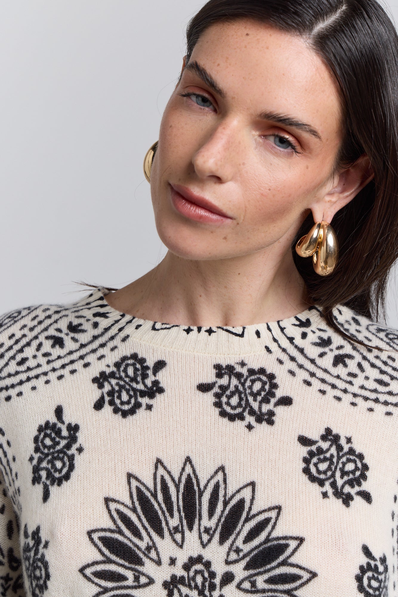 Pullover Bandana Presley - Blanc Noir - Femme