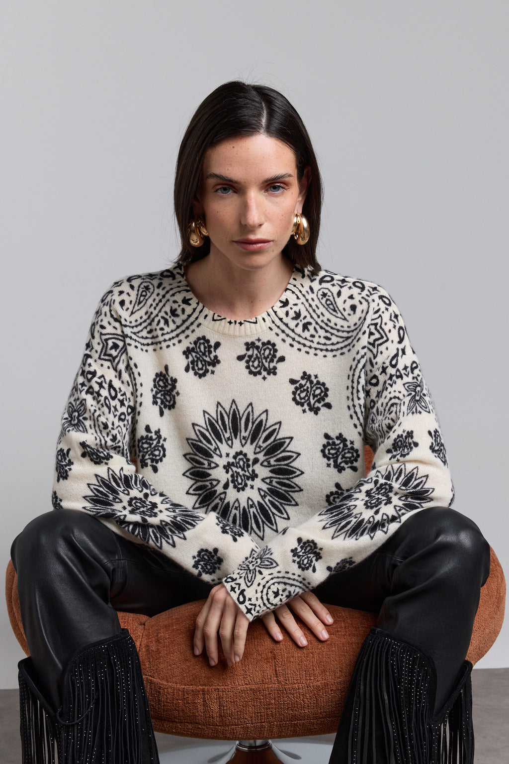 Pullover Bandana Presley - Blanc Noir - Femme