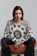 Pullover Bandana Presley - Blanc Noir - Femme