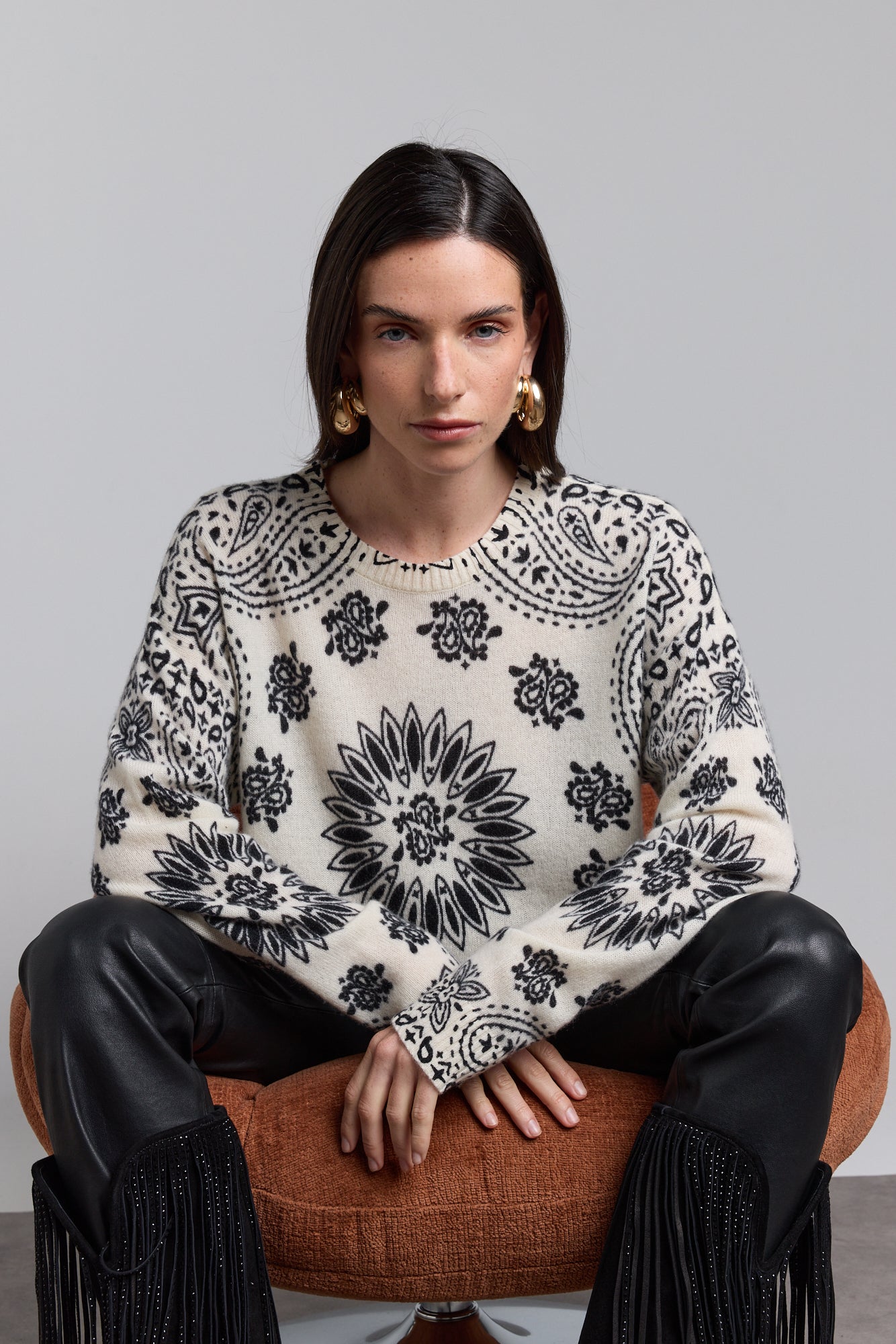 Pullover Bandana Presley - Blanc Noir - Femme