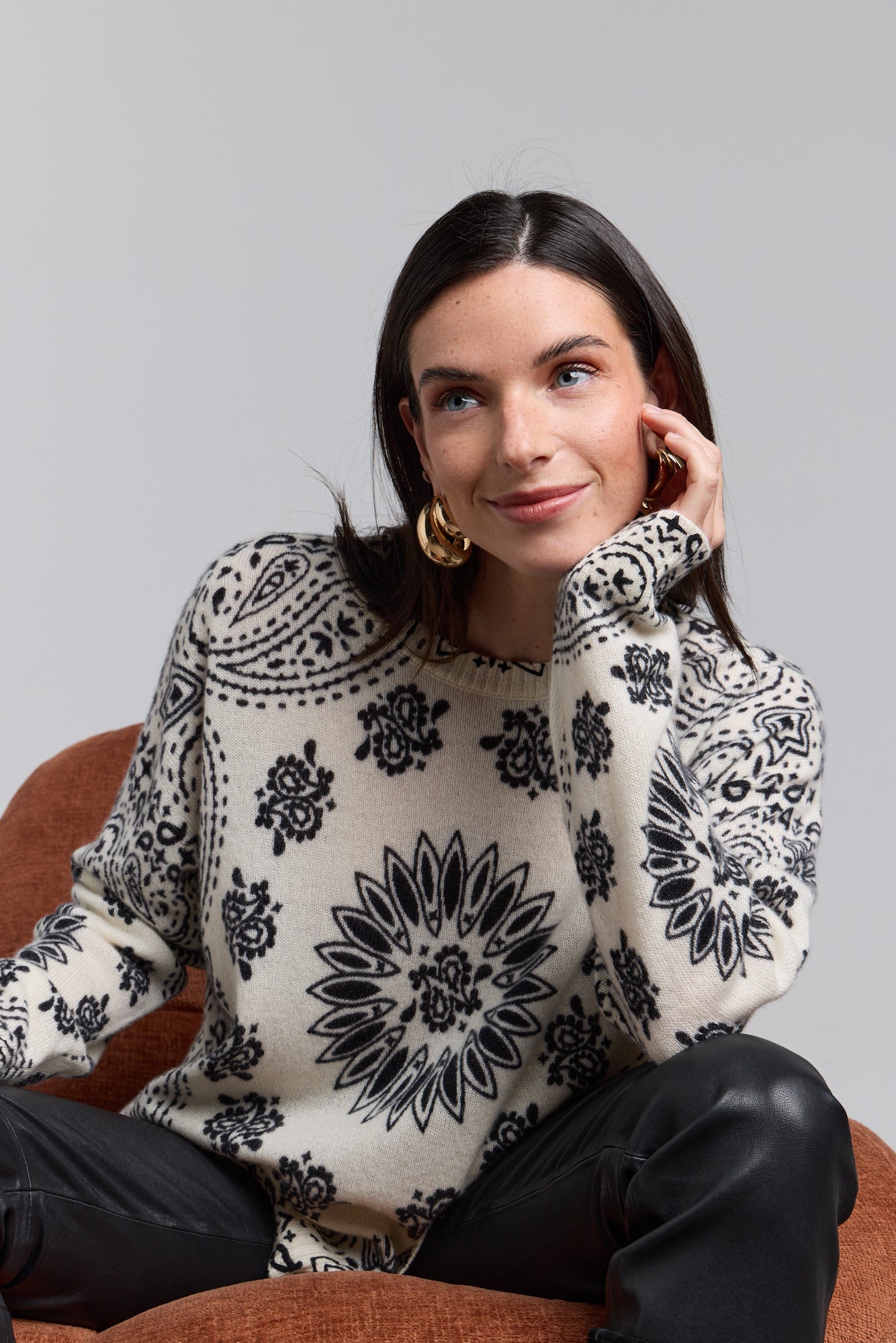Pullover Bandana Presley - Blanc Noir - Femme