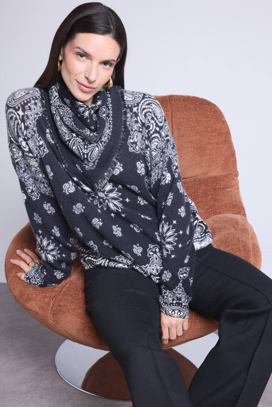 Pullover Bandana Apache - Noir Et Blanc - Femme